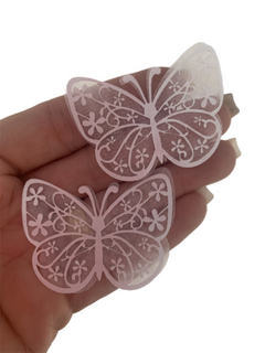 BORBOLETA VAZADA FLORAL BRANCA (5CM) 2 UNIDADES - comprar online