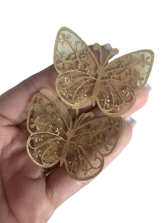 BORBOLETA VAZADA FLORAL DOURADO OURO (5CM-)2 UNIDADES - comprar online