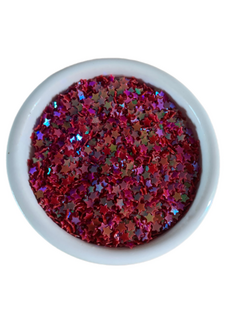 CONFETE MINI ESTRELAS HOLOGRÁFICO VERMELHO (3MM) - 15 GRAMAS