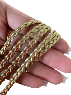 COURO SINTETICO DOURADO TRANÇADO 5MM- 2 METROS