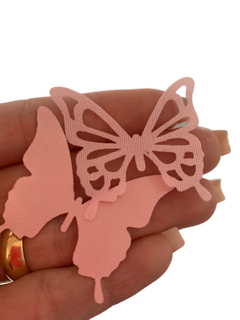 BORBOLETA EM TECIDO ROSA CLARO MODELO III (4,5CM)- 6 UNIDADES/12 CORTES - comprar online