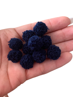 POMPOM DE LÃ AZUL MARINHO (15MM)- 10 UNIDADES