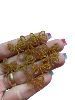 LAÇO FINO EM ACRÍLICO DOURADO GLITTER - 20 UNIDADES