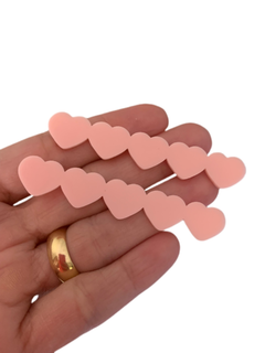 PLAQUINHA CORAÇÃO ROSA CLARO PARA HAIR CLIP (7CM)- 2 UNIDADES