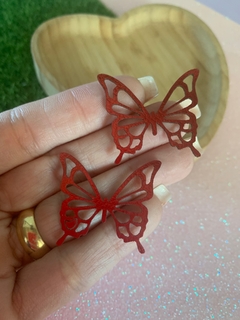 BORBOLETA VAZADA VERMELHA METALIZADA MODELO III - comprar online