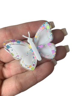 BORBOLETA DUPLA CURVADA BRANCA (5CM)- UNIDADE