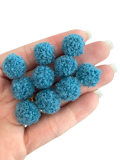 POMPOM DE LÃ AZUL JEANS (1.5CM) - 10 UNIDADES