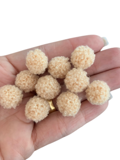 POMPOM DE LÃ CREME (1.5CM) - 10 UNIDADES