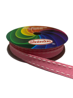 FITA PESPONTADA SINIMBU JEANS ROSA (10MM)- 10 METROS