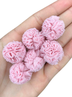POMPOM MALHA ROSA SECO (25MM)- 06 UNIDADES