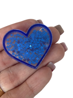 CORAÇÃO VAZADO COM MINI ESTRELA AZUL ROYAL (5CM)- UNIDADE