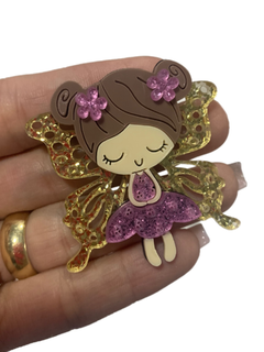 FADINHA ROSA GLITER (ASA DOURADA)- 5CM- UNIDADE