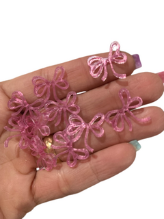 LAÇO FINO EM ACRÍLICO ROSA GLITTER - 20 UNIDADES