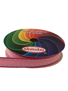FITA PESPONTADA SINIMBU ROSA BORDA PINK (10MM) - 10 METROS