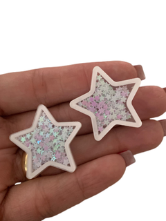 ESTRELA VAZADA COM CONFETE MINI ESTRELAS BRANCO (3CM)- 2 UNIDADES - comprar online