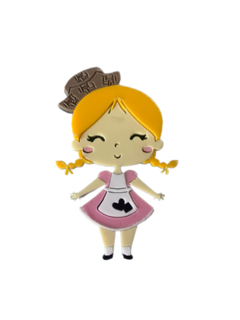 MENINA DE VESTIDO JUNINO CABELO AMARELO CURVADA (7CM)- UNIDADE
