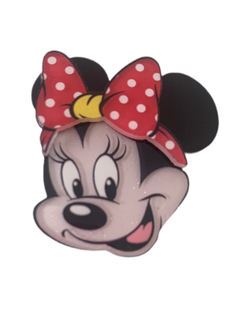MINNIE LAÇO VERMELHO 3D COM BRILHO (5CM)- 2 UNIDADES