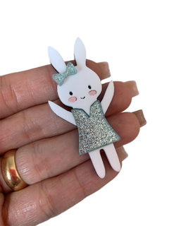 COELHINHA BAILARINA AZUL GLITER (6CM)- UNIDADE