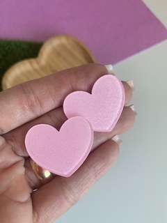 CORAÇÃO BRILHO ROSA CLARO (3CM)- 2 UNIDADES