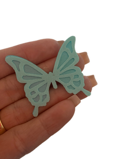 BORBOLETA EM TECIDO VERDE CLARO MODELO III (4,5CM) 6 UNIDADES