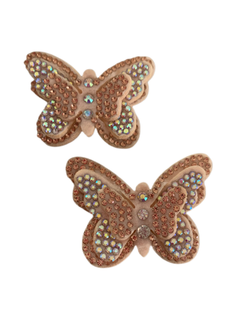 BORBOLETA 3D COM STRASS DOURADO E PRATA FURTACOR - 2 UNIDADES