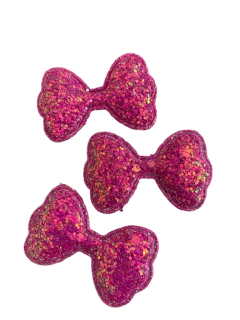 LAÇO GLITER FLOCADO PINK- 03 UNIDADES