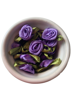 MINI FLOR ROCOCÓ (COM FOLHA) LILAS- 20 UNIDADES