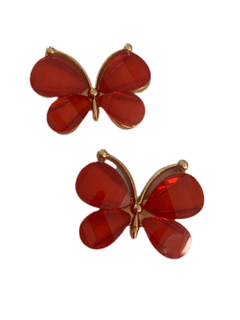 BORBOLETA DOURADO COM VERMELHO- 2 UNIDADES