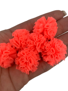 POMPOM MALHA LARANJA NEON (25MM)- 6 UNIDADES