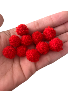 POMPOM DE LÃ VERMELHO (15MM)- 10 UNIDADES