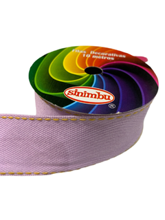 FITA PESPONTADA SINIMBU JEANS LILAS (38MM)- 10 METROS