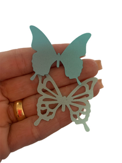 BORBOLETA EM TECIDO VERDE CLARO MODELO III (4,5CM) 6 UNIDADES - comprar online