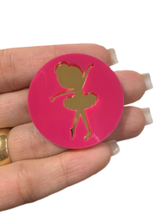 APLIQUE BAILARINA VAZADA PINK COM DOURADO (4CM)- UNIDADE
