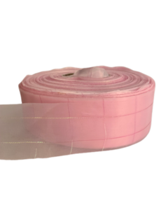 FITA ORGANZA/VOAL ROSA XADREZ HOLOGRÁFICO (38MM)- 2 METROS