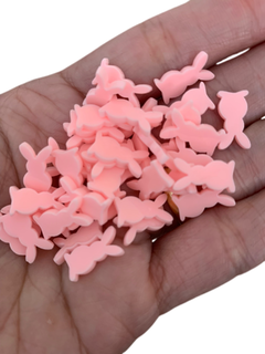 MINI COELHO FOFO EM ACRÍLICO ROSA (14MM)- 20 UNIDADES