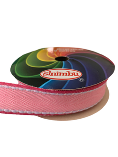 FITA PESPONTADA SINIMBU ROSA BORDA PINK (22MM) - 10 METROS