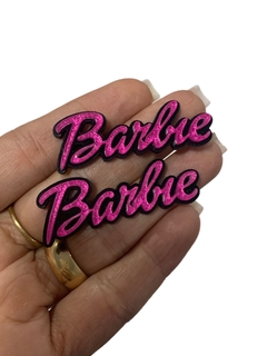 PALAVRA BARBIE PINK GLITER BASE PRETA (5CM) - 2 UNIDADES