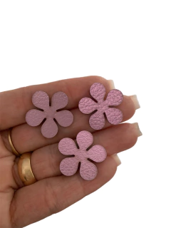 FLOR EM LONITA ROSA METALIZADA (2,5 CM)- 10 UNIDADES