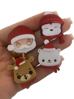 KIT APLIQUES NATAL VERMELHO GLITER - 4 MODELOS