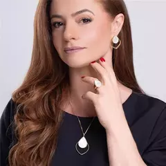 Madrepérola em Pastilhas Conjunto Gota Vazada Banho Ouro 18k - loja online