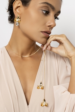 Corrente Duas Flores Banho Ouro 18k - comprar online
