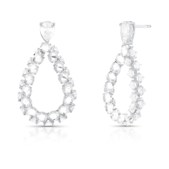 Imagem do Brinco Pêndulo Gota Vazada Banho Ródio Branco