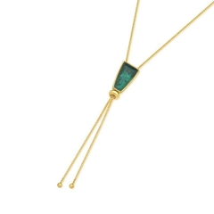 Imagem do Esmeralda Natural Colar Gravata Banho Ouro 18k