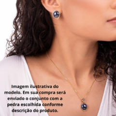 Ágata Vermelha Perolada Conjunto Gota Colar e Brincos Banho Ouro 18k - loja online