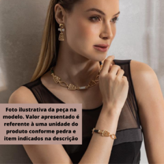 Ágata Preta, Howlita Branca e Quartzo Verde Conjunto Singular Banho Ouro 18k na internet
