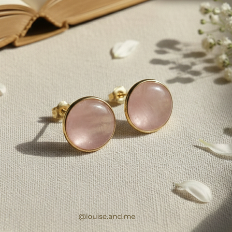 Quartzo Rosa Brinco Redondo 22mm Banho Ouro 18k - comprar online