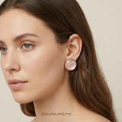 Quartzo Rosa Brinco Redondo 22mm Banho Ouro 18k na internet