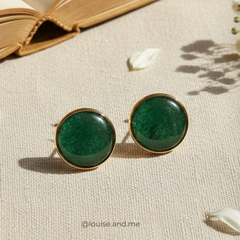 Quartzo Verde Brinco Redondo 22mm Banho Ouro 18k - comprar online