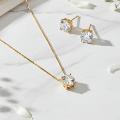 Conjunto Ponto de Luz 10mm Banho Ouro 18k - comprar online