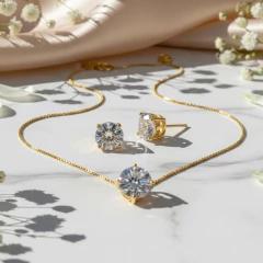 Conjunto Ponto de Luz 10mm Banho Ouro 18k - Semijoias Louise and Me